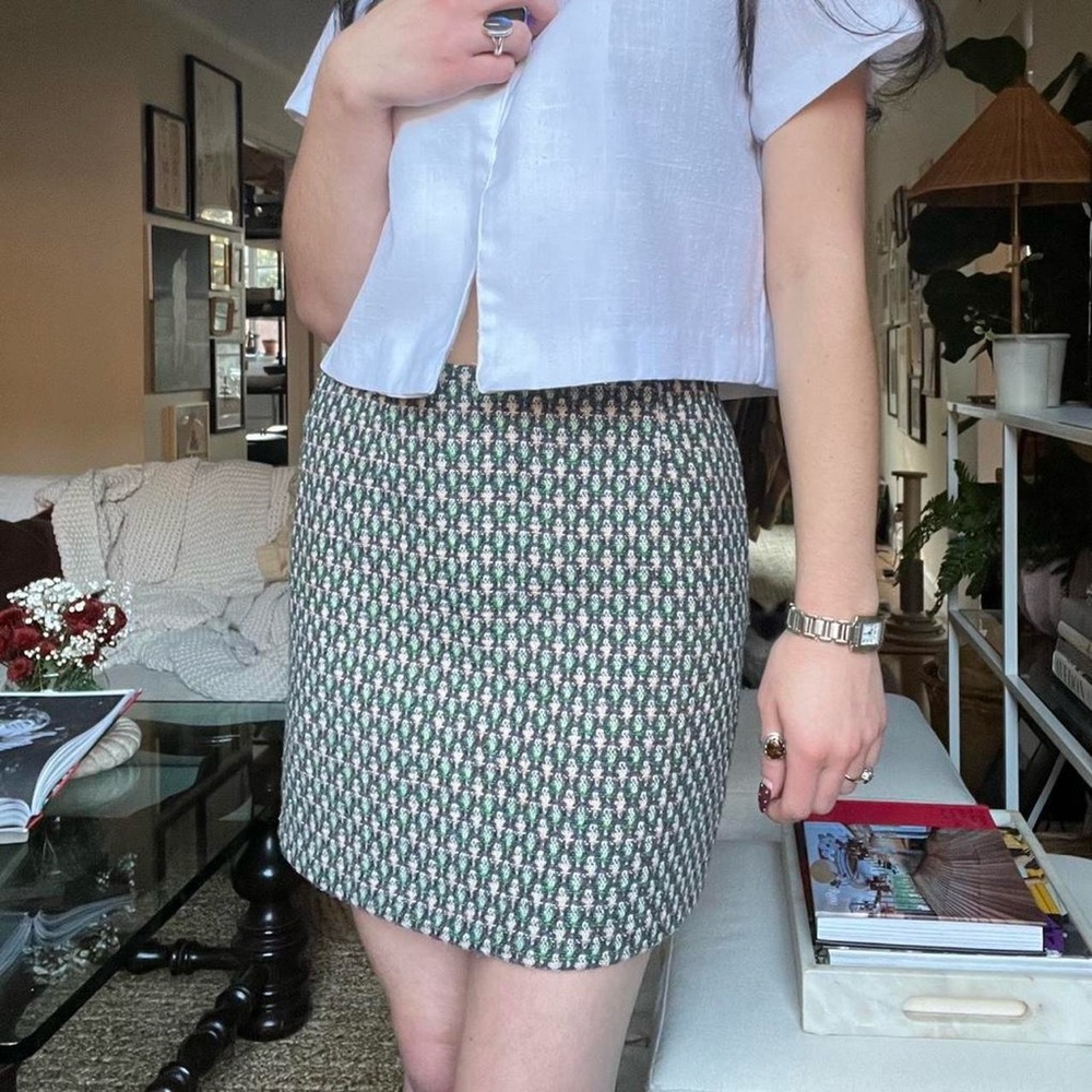 Stylish Green Patterned Skirt